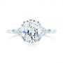 18k White Gold Three-stone Trillion And Oval Diamond Engagement Ring - Top View -  105800 - Thumbnail