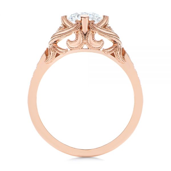 14k Rose Gold 14k Rose Gold Vintage-inspired Diamond Engagement Ring - Front View -  105801