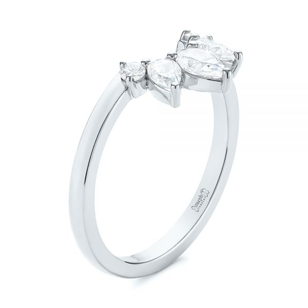 Custom Contoured Pear Diamond Wedding Ring - Image