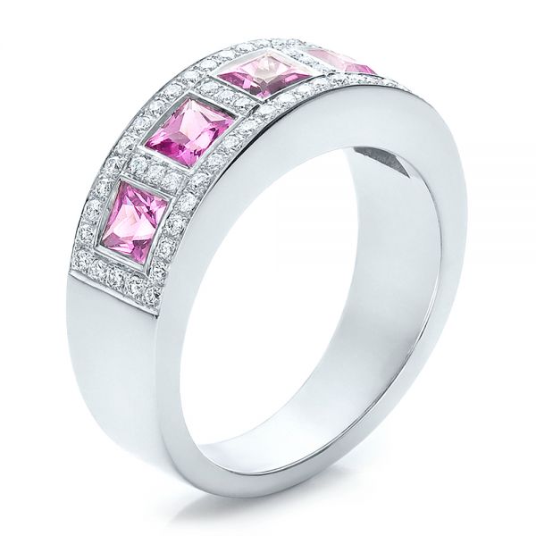 Custom Pink Sapphire and Diamond Anniversary Band - Image