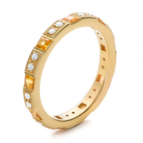 Diamond and Yellow Sapphire Stackable Eternity Band - Image