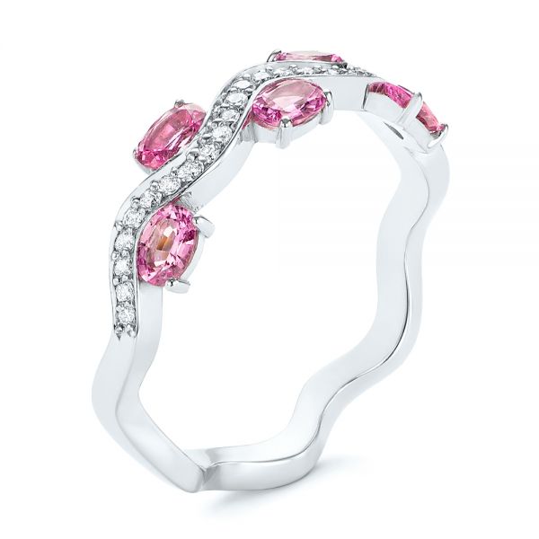 Pink Sapphire and Diamond Anniversary Ring - Image