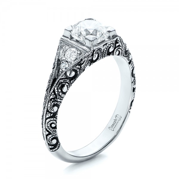 Custom-Antiqued-and-Hand-Engraved-Diamond-Engagement-Ring