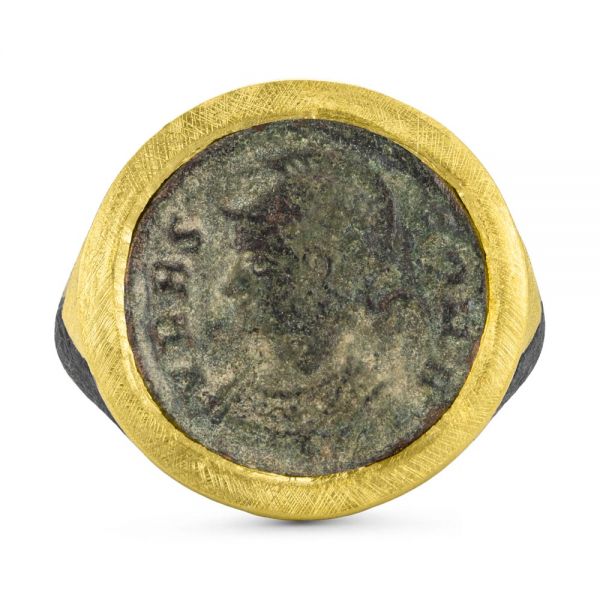 Ancient Roman Coin Signet Ring W top 107129
