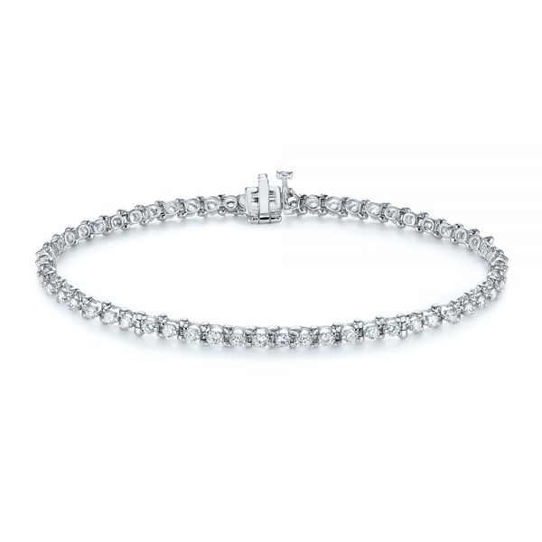 Diamond Charms Tennis Bracelet In 14K White Gold