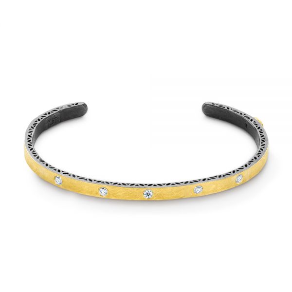 18K White Gold Diamond Cuff Bracelet - Fuenfer Jewelers