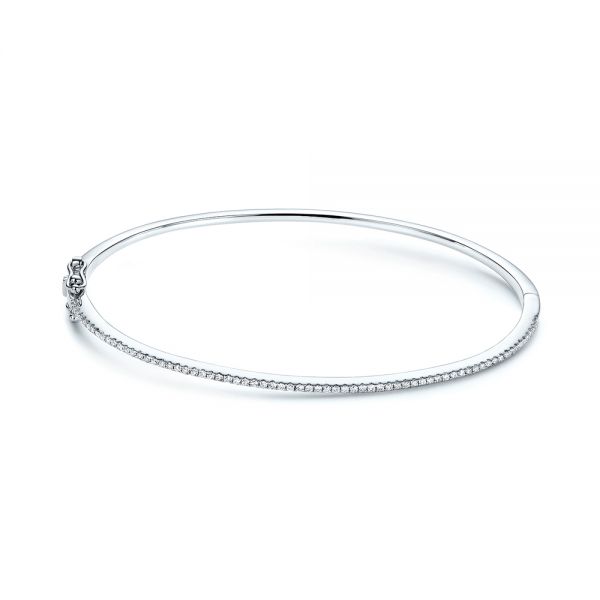 14k White Gold 14k White Gold Diamond Bangle Bracelet - Three-Quarter View -  106963