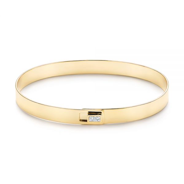 14k Yellow Gold 14k Yellow Gold Diamond Bangle - Three-Quarter View -  106846