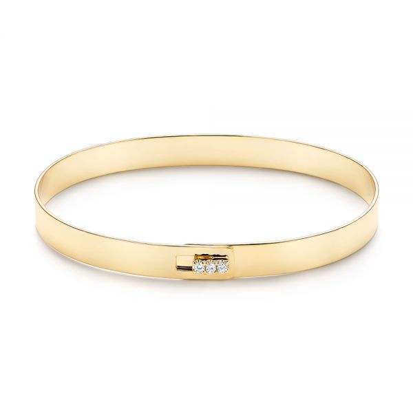 14k Yellow Gold 14k Yellow Gold Diamond Bangle - Three-Quarter View -  106849