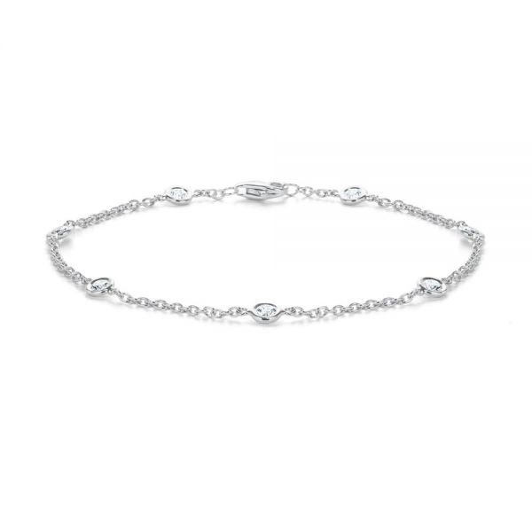 14k White Gold 14k White Gold Diamond Bezel Bracelet - Three-Quarter View -  107172