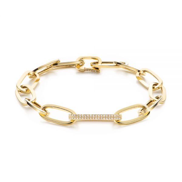 14k Yellow Gold Diamond Link Bracelet