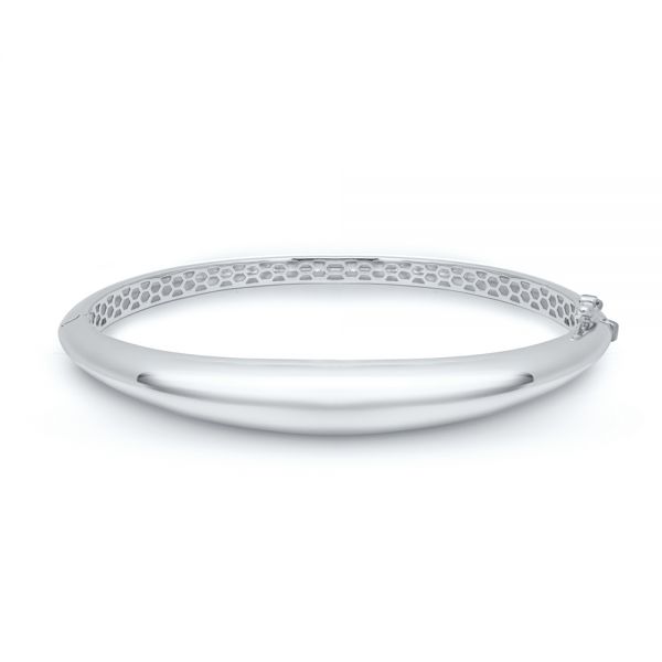 18k White Gold 18k White Gold Dome Bangle - Three-Quarter View -  107696 - Thumbnail