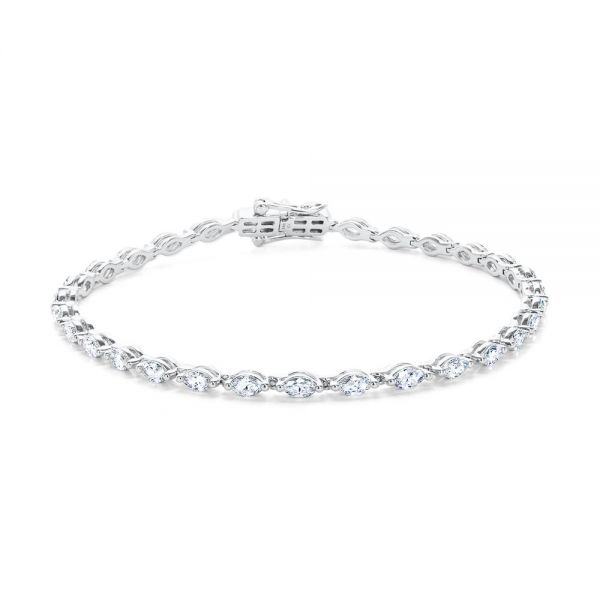 14k White Gold 14k White Gold Marquise Diamond Tennis Bracelet - Three-Quarter View -  107168