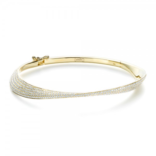 Yellow Gold Letter Single Micro Pave Diamond Bracelet