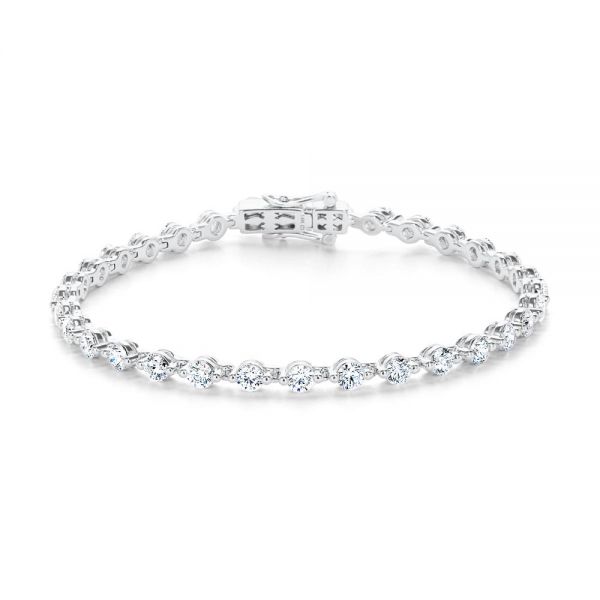 Diamond Charms Tennis Bracelet In 14K White Gold