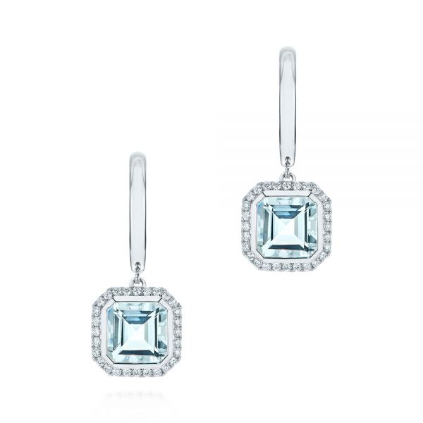 Aquamarine And Diamond Huggies #105413 - Seattle Bellevue | Joseph Jewelry