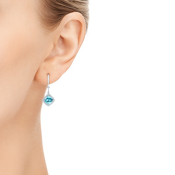 Blue Topaz and Diamond Halo Earrings #102623 - Seattle Bellevue ...