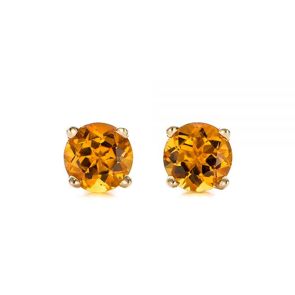Mid-Century Citrine Stud Earrings in 14k Yellow Gold - Filigree Jewelers