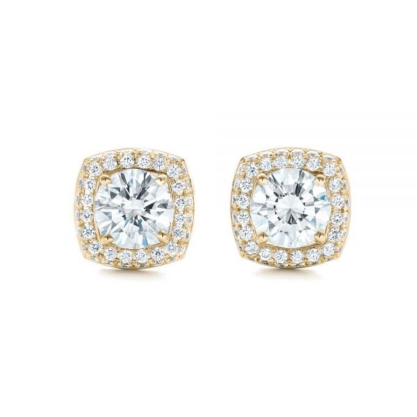 DIER076 Fancy Yellow Diamond Invisible Set Studs in 18K White Gold Earrings