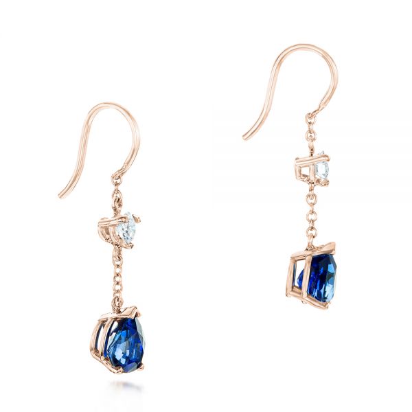 Blue Sapphire and Diamond Studs, 14k Rose Gold Earrings – Point No Point  Studio