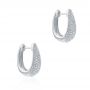 14k White Gold Diamond Huggie Earrings - Front View -  107747 - Thumbnail