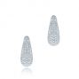 14k White Gold Diamond Huggie Earrings - Three-Quarter View -  107747 - Thumbnail