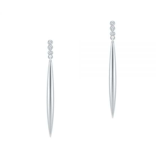  Platinum Platinum Diamond Trio Bombe Marquise Drop Earrings - Three-Quarter View -  107693