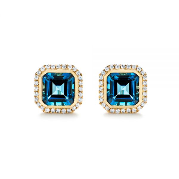 London Blue Topaz And Diamond Stud Earrings #105417 - Seattle Bellevue ...
