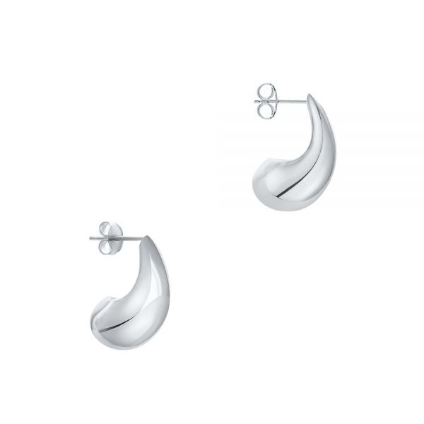 14k White Gold 14k White Gold Mini Teardrop Dome Earrings - Front View -  107694