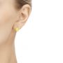 14k Yellow Gold Mini Teardrop Dome Earrings - Hand View -  107694 - Thumbnail