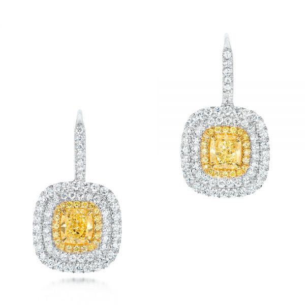 Diamond Earrings, Yellow & White Gold Diamond Studs & Drop