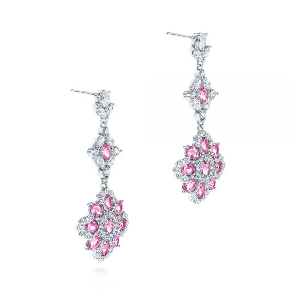 Couture Pear Diamond Earrings with NaturalColor Pink Diamond Halo  Dianna  Rae Jewelry