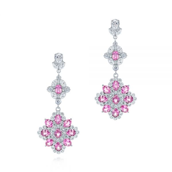 Modern Dangler Pink Pitch American Diamond Earrings Glossy