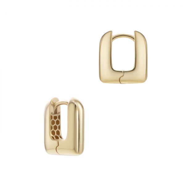 18k Rose Gold 18k Rose Gold Puffy Square Huggie Earrings -  107687 - Thumbnail