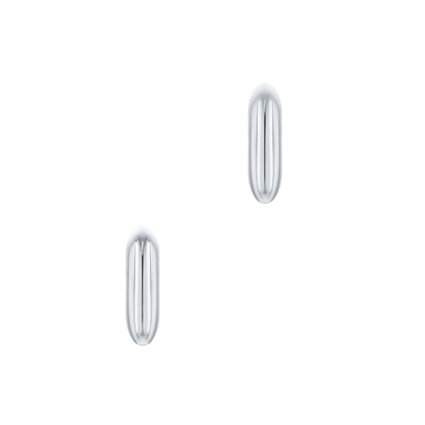 14k White Gold 14k White Gold Puffy Square Huggie Earrings - Three-Quarter View -  107687 - Thumbnail