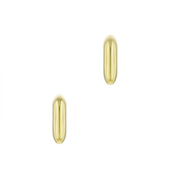 18k Yellow Gold 18k Yellow Gold Puffy Square Huggie Earrings - Three-Quarter View -  107687