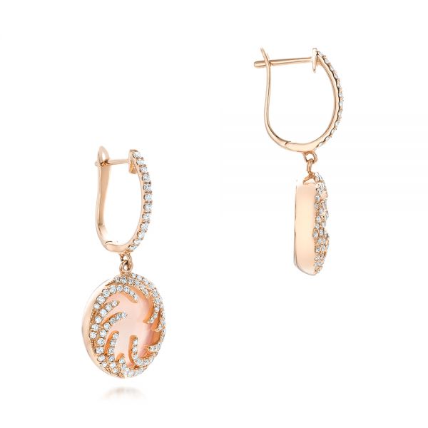 Round Rose Quartz And Pink Mother Of Pearl Luna Earrings #102491 ...
