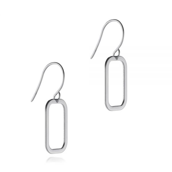 14k White Gold Rounded Rectangle Fish Hook Earrings #107023 - Seattle  Bellevue