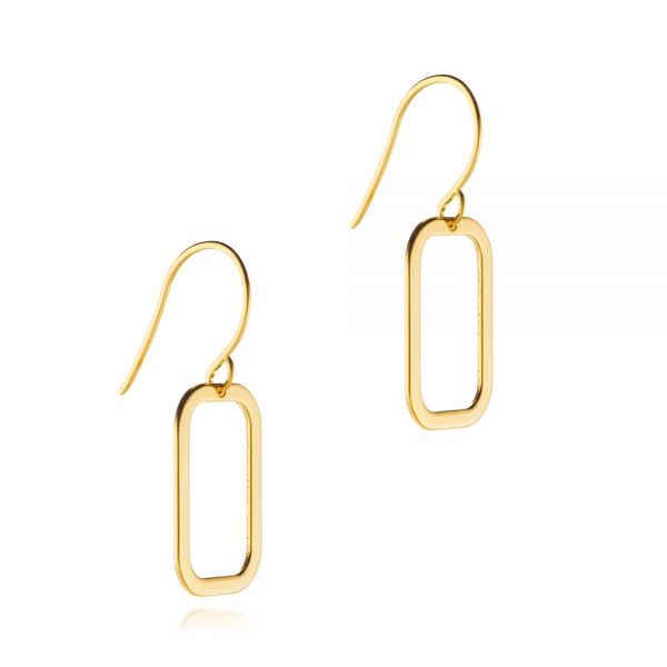 14K White Gold Rounded Rectangle Fish Hook Earrings