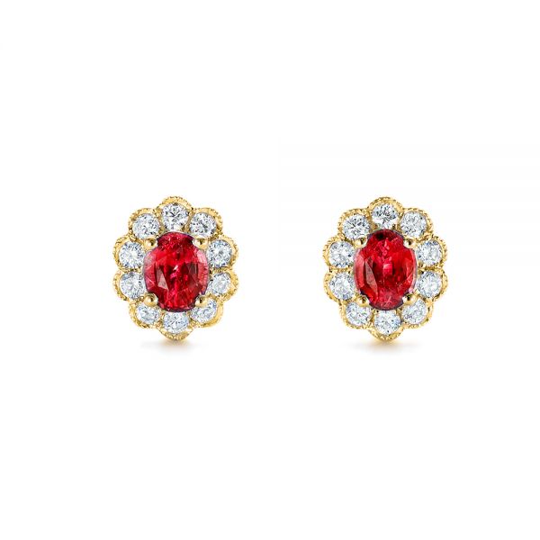 Siena Jewelry 14K Yellow Gold Kyanite, Ruby and Diamond Earrings