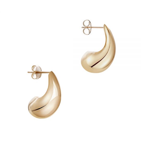 18k Rose Gold 18k Rose Gold Teardrop Dome Earrings - Front View -  107689