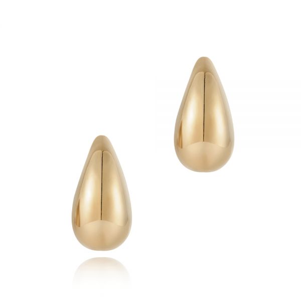 18k Rose Gold 18k Rose Gold Teardrop Dome Earrings - Three-Quarter View -  107689