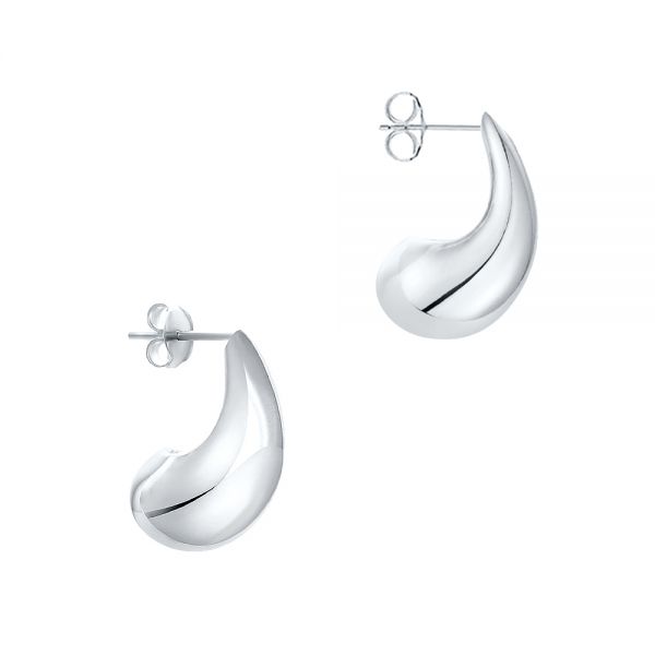  Platinum Platinum Teardrop Dome Earrings - Front View -  107689