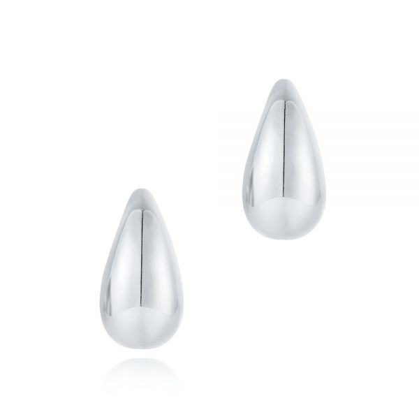 18k White Gold 18k White Gold Teardrop Dome Earrings - Three-Quarter View -  107689