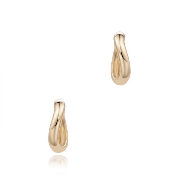 18k Rose Gold 18k Rose Gold Wave Huggie Earrings - Three-Quarter View -  107744 - Thumbnail