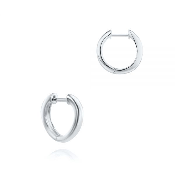 18k White Gold 18k White Gold Wave Huggie Earrings - Front View -  107744 - Thumbnail