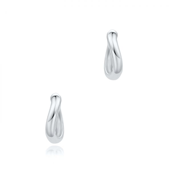  Platinum Platinum Wave Huggie Earrings - Three-Quarter View -  107744 - Thumbnail