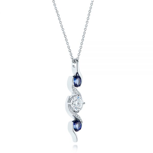 Custom Blue Sapphire And Diamond Pendant #103599 - Seattle Bellevue ...