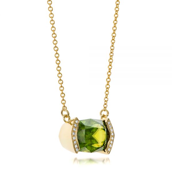 Custom Green Sphene And Diamond Pendant #102026 - Seattle Bellevue ...