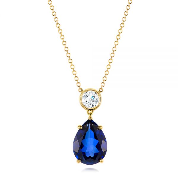 14k White Gold Custom Blue Sapphire And Diamond Pendant #103230 - Seattle  Bellevue | Joseph Jewelry